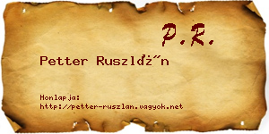 Petter Ruszlán névjegykártya